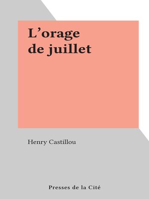 cover image of L'orage de juillet